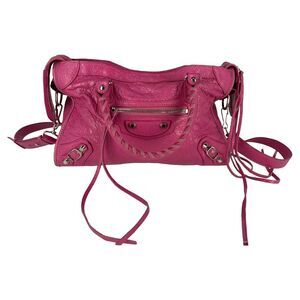 Balenciaga Small Classic City Studs Bag in Pink Leather